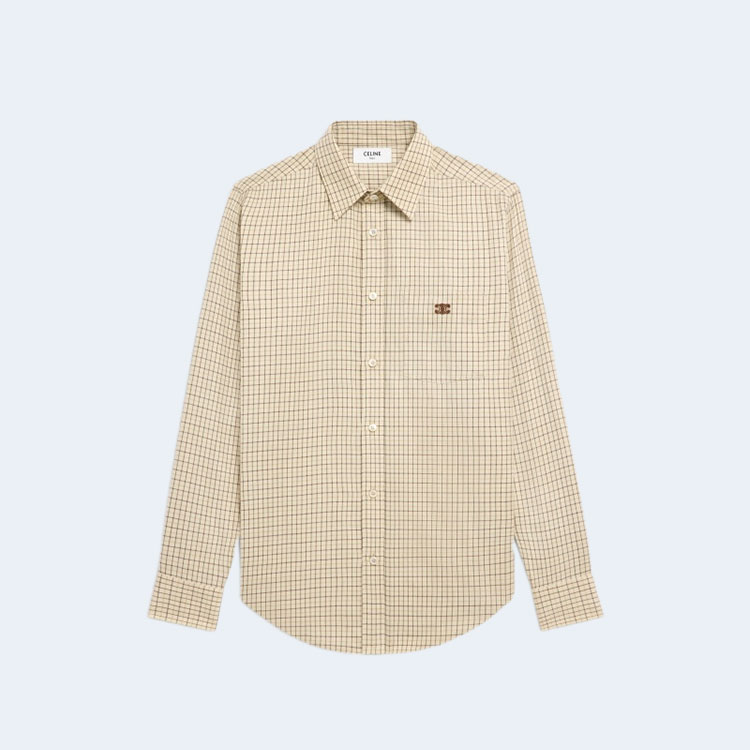 셀린느 체크 코튼 루즈 셔츠