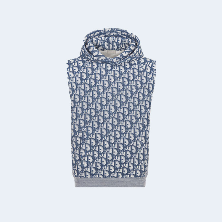 디올 오블리크 민소매 후드 스웨트셔츠 블루