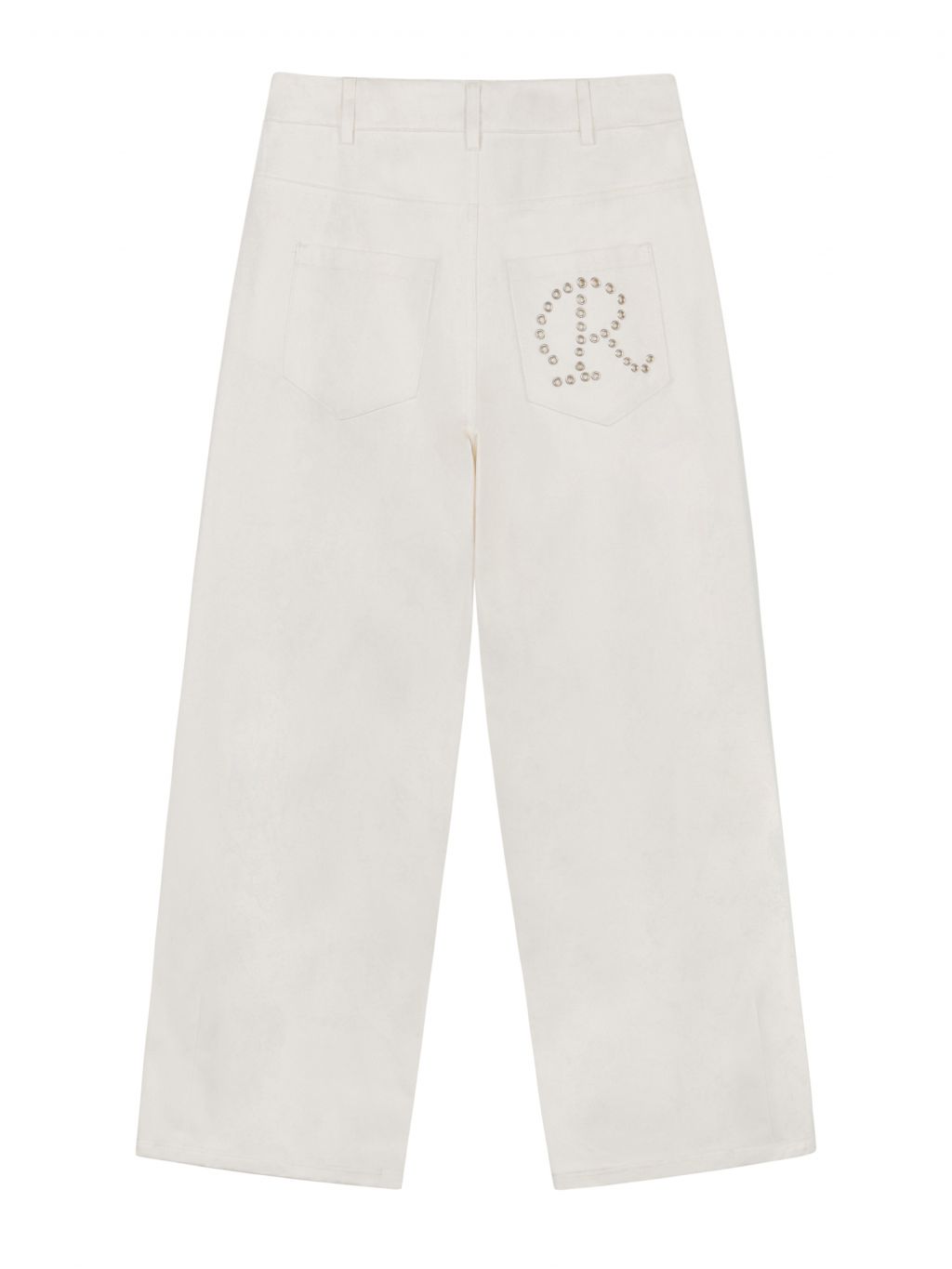 ★ROCKCAKE★ EYELET R POCKET CURVED PANTS 락케이크(ROCKCAKE) Eyelet R Pocket Curved Pants - White