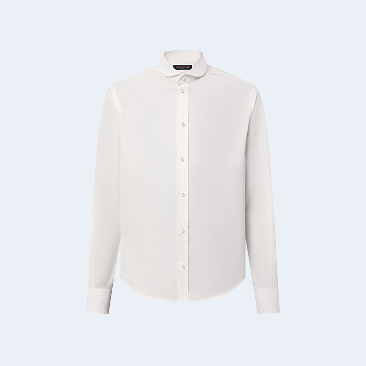 루이비통 펄 버튼 핏티드 롱 슬리브드 코튼 셔츠