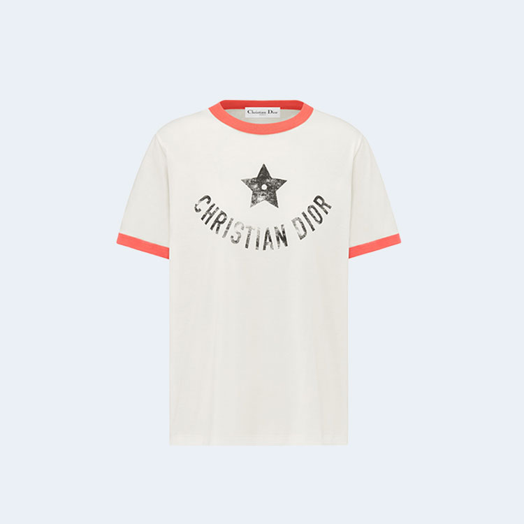 디올 디오리비에라 오렌지 코튼 저지 티셔츠