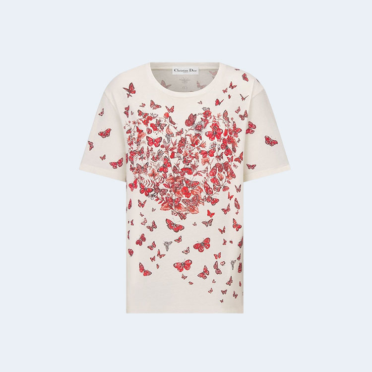 디올 르 꼬르 파필론 레드 티셔츠