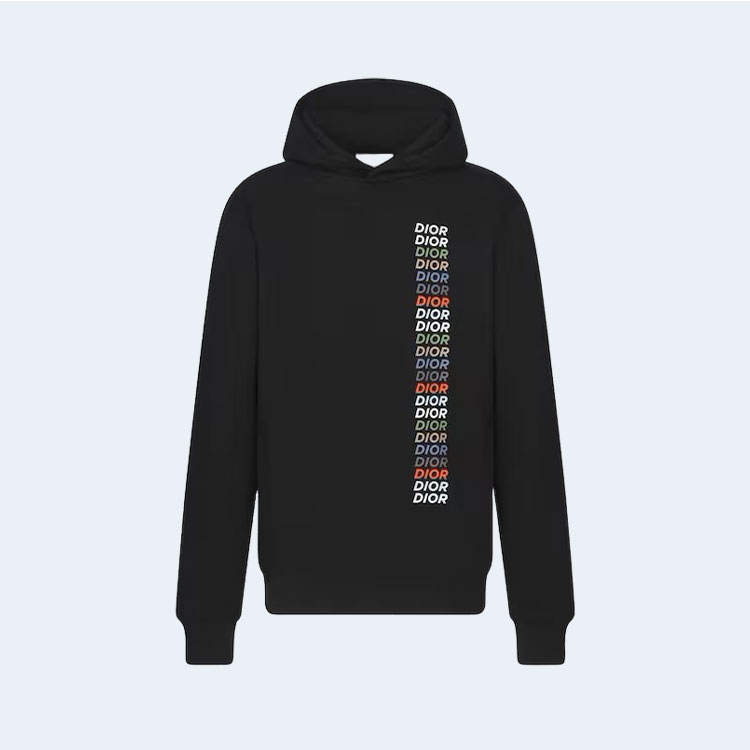 디올 릴렉스 핏 브랙 코튼 후드