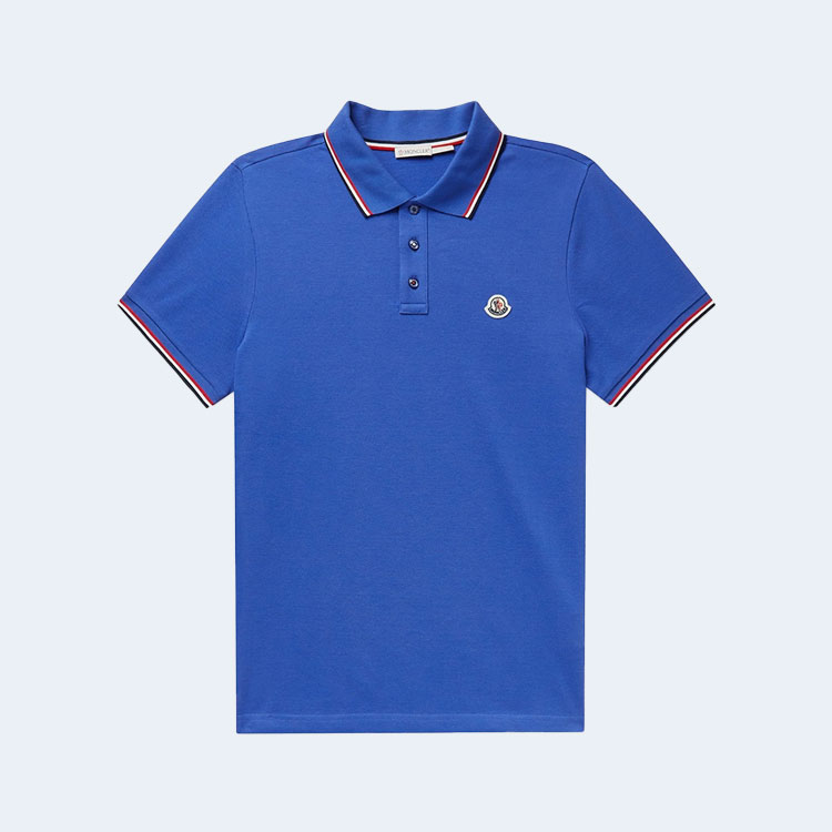 몽클레어 콘트라스트 팁 로고 폴로 셔츠 블루
