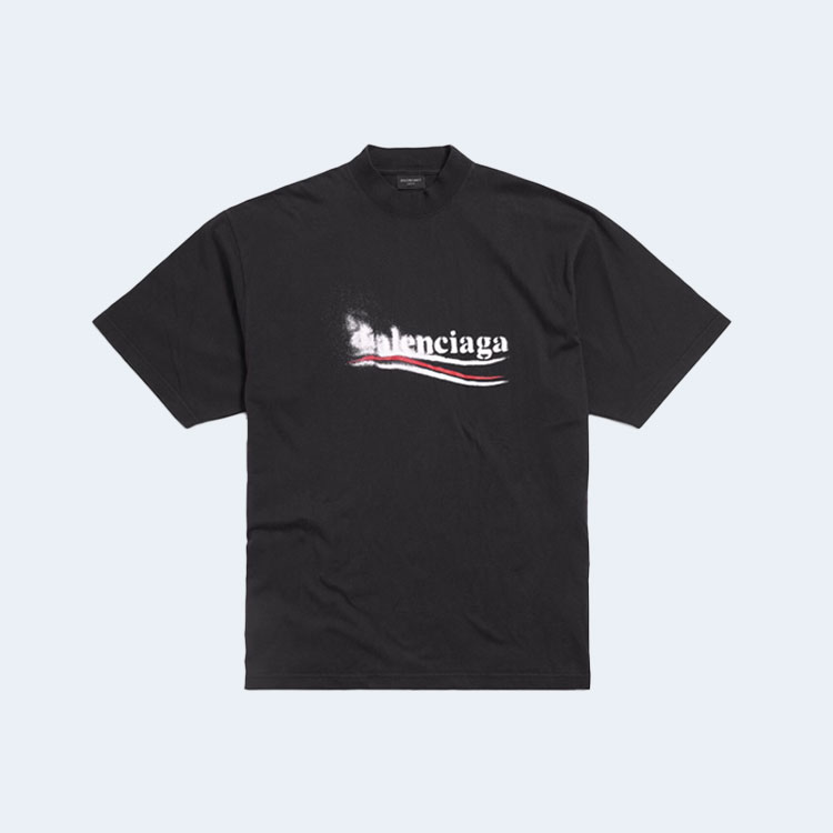 발렌시아가 폴리티컬 스텐실 미디엄 핏 티셔츠 블랙