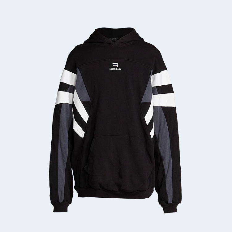 발렌시아가 스포츠 B 스트라이프 후드