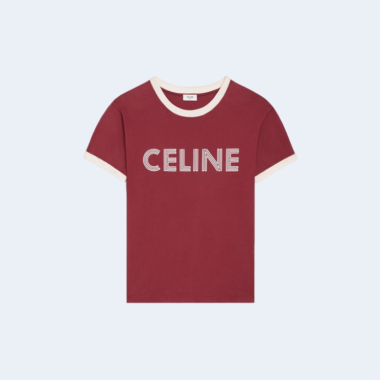 셀린느 루즈핏 기지 프린트 반팔