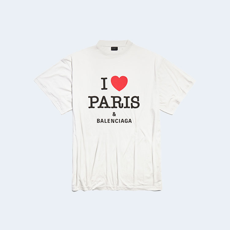 발렌시아가 아이 러브 파리 & 오버사이즈 티셔츠 화이트