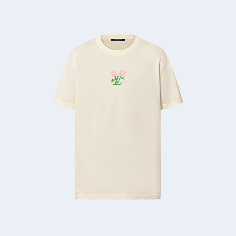 루이비통 쇼트 슬리브드 코튼 니트드 크루넥