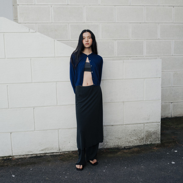 [MONOHA] / ☆ 25SS Jersey layered pants / 2 COLORS Jersey layered pants (dark gray / white) : MONOHA