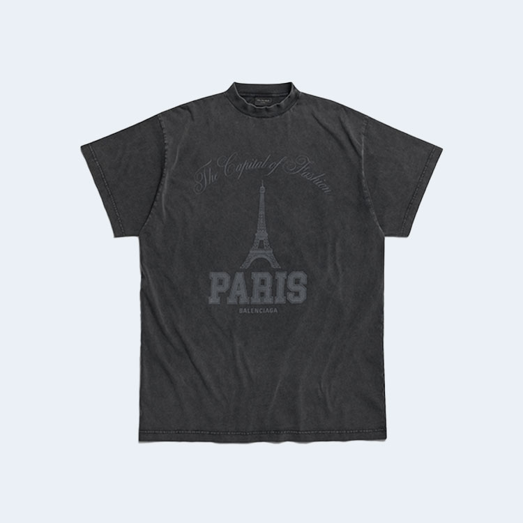 발렌시아가 더 캐피탈 오브 패션 오버사이즈 티셔츠 페이드 블랙