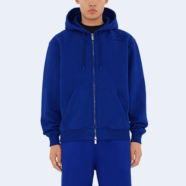 버버리 블랙 코튼 지퍼 후드 블루