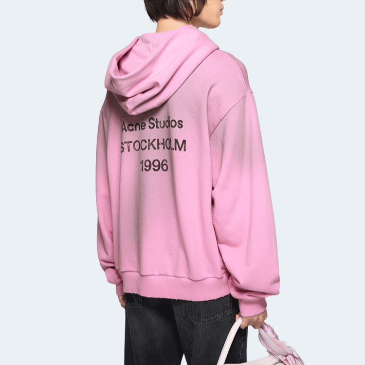 아크네 스튜디오 로고 후드 스웨터 핑크