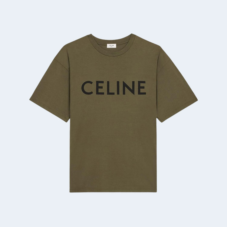 셀린느 파리 저지 루즈 티셔츠 딥 카키