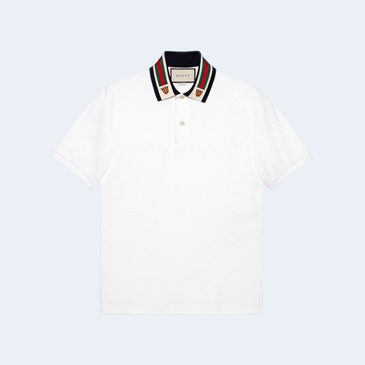 구찌 웹 앤 펠린 헤드 폴로 셔츠 화이트