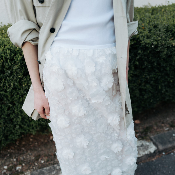 スカート MONOHA : 25SS / Floral tulle skirt (white) MONOHA : 25SS / Floral tulle skirt (white) (MONOHA/スカート