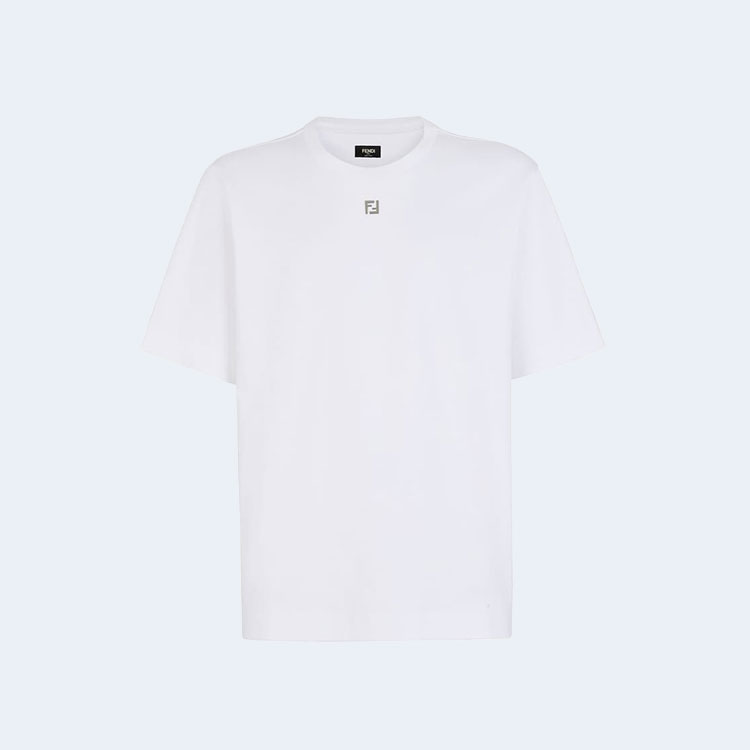 펜디 화이트 코튼 티셔츠