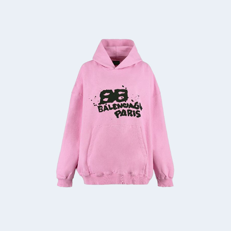 발렌시아가 핸드 드로우 BB 로고 후드탑