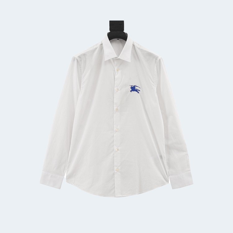버버리 블루 자수 셔츠 화이트