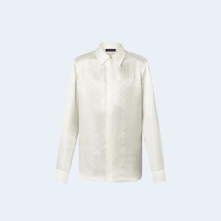 루이비통 모노그램 롱슬리브 실크 셔츠 화이트