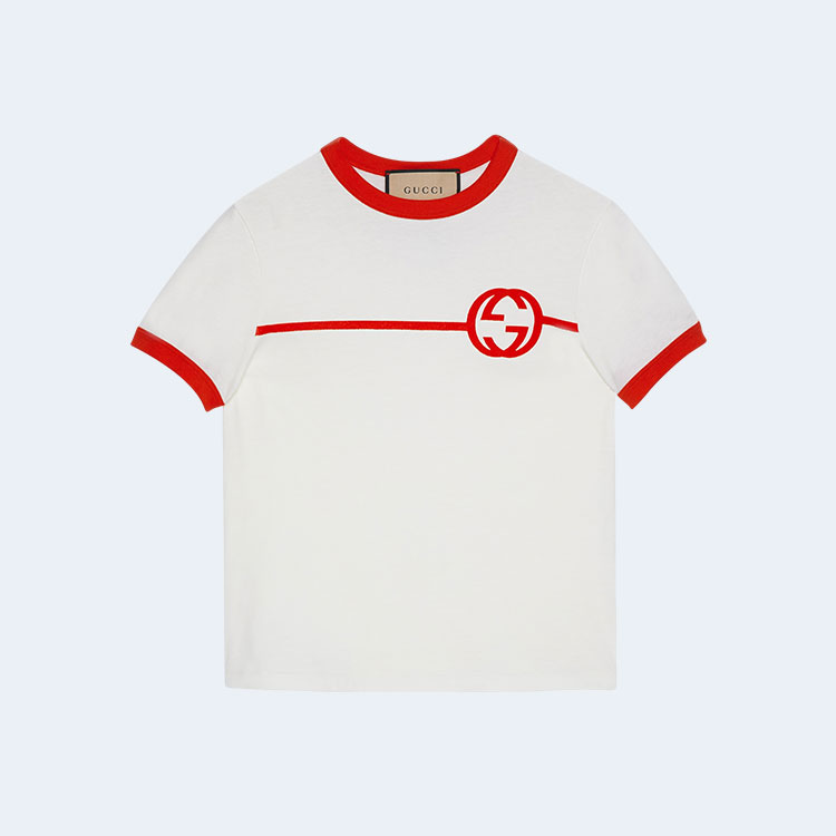 구찌 코튼 저지 프린트 티셔츠 레드