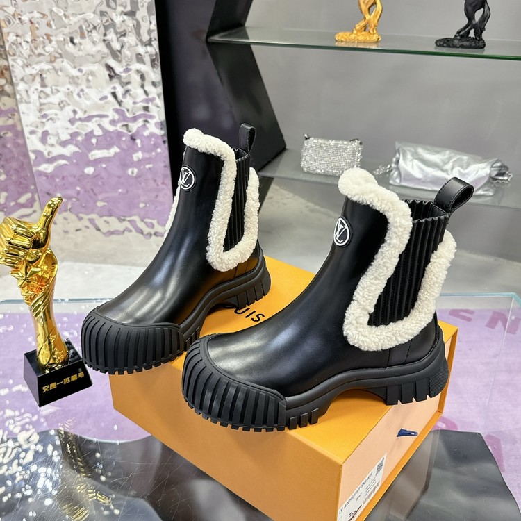 루이비통 루비 플랫 앵클 레더 부츠