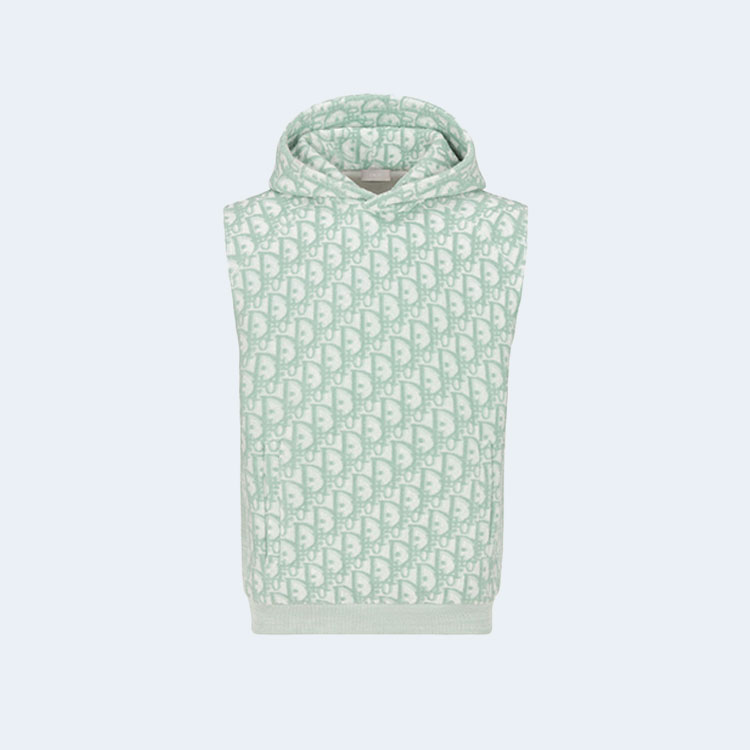 디올 오블리크 민소매 후드 스웨트셔츠 그린