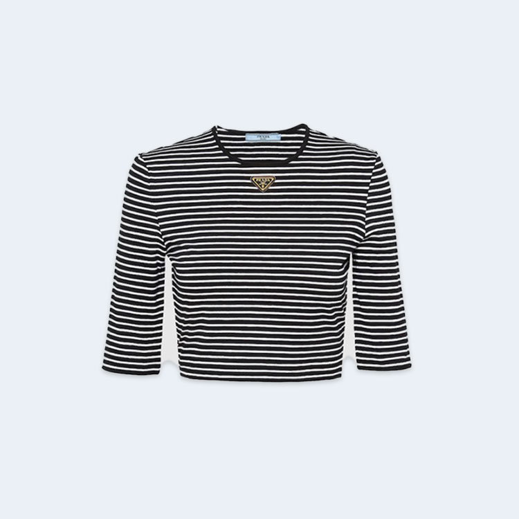 프라다 여성 스트라이프 티셔츠