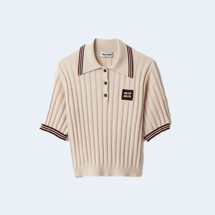 미우미우 로고 캐시미어 니트 폴로 셔츠