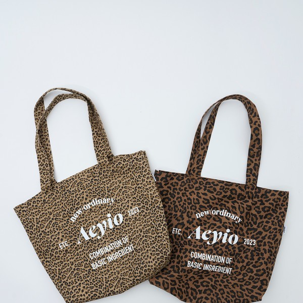 【即発】おまけ付！韓国限定 aeae ドローストリングバッグ 2차 재입고)COTTON SHOULDER BAG LEOPARD_2 COLORS_ASH3001