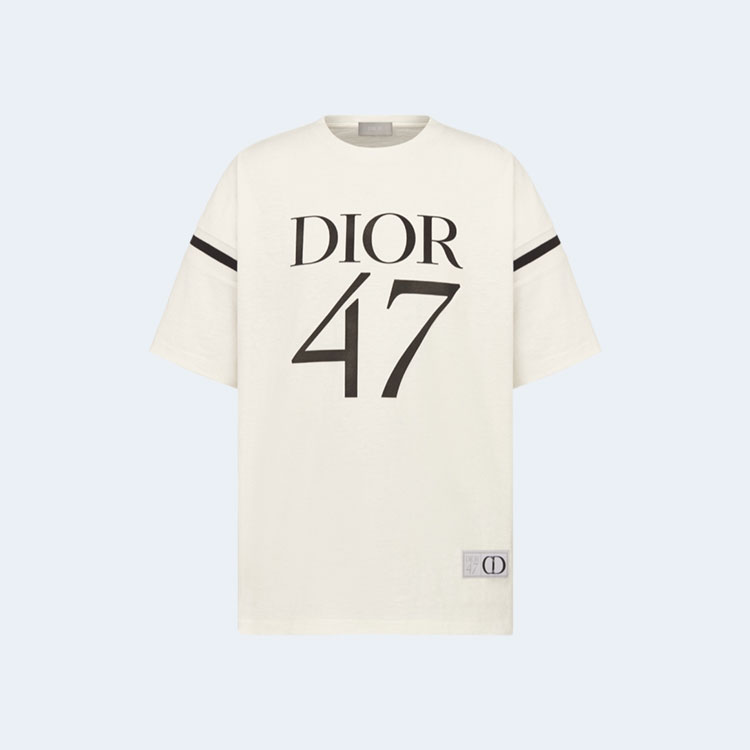 디올 화이트 슬러브 코튼 저지 오버사이즈 티셔츠