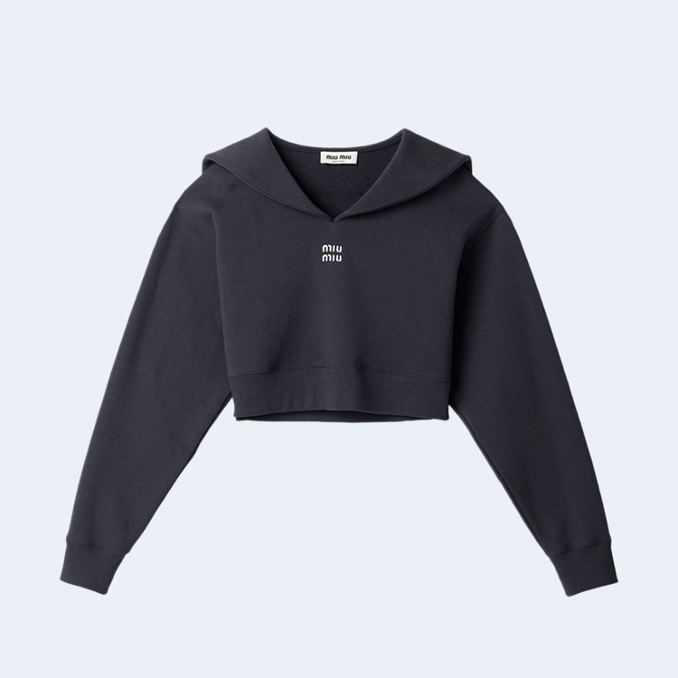 미우미우 코튼 플리스 스웨트셔츠