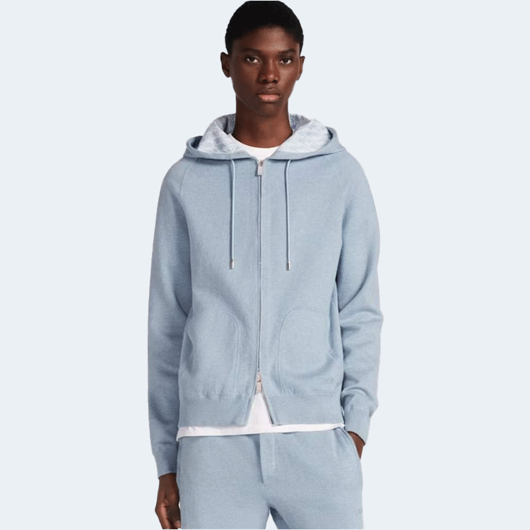 디올 블루 코튼 캐시미어 니트 후드 트랙 재킷