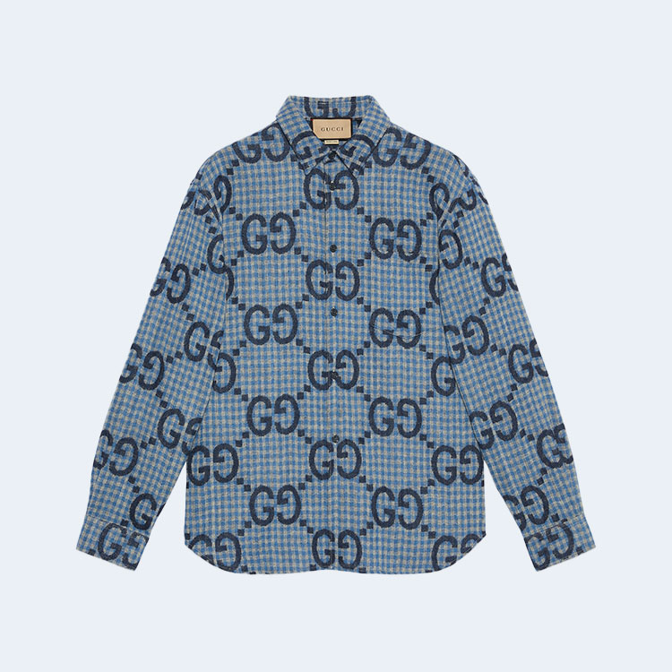 구찌 점보 GG 체크 울 셔츠