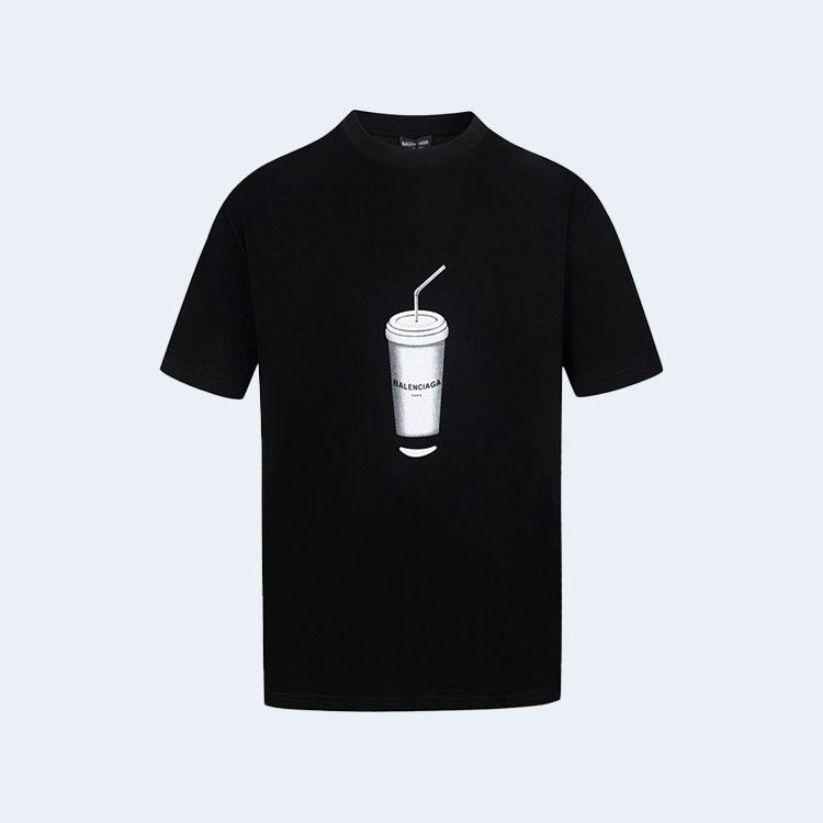 발렌시아가 B family 코크 로고 티셔츠 블랙
