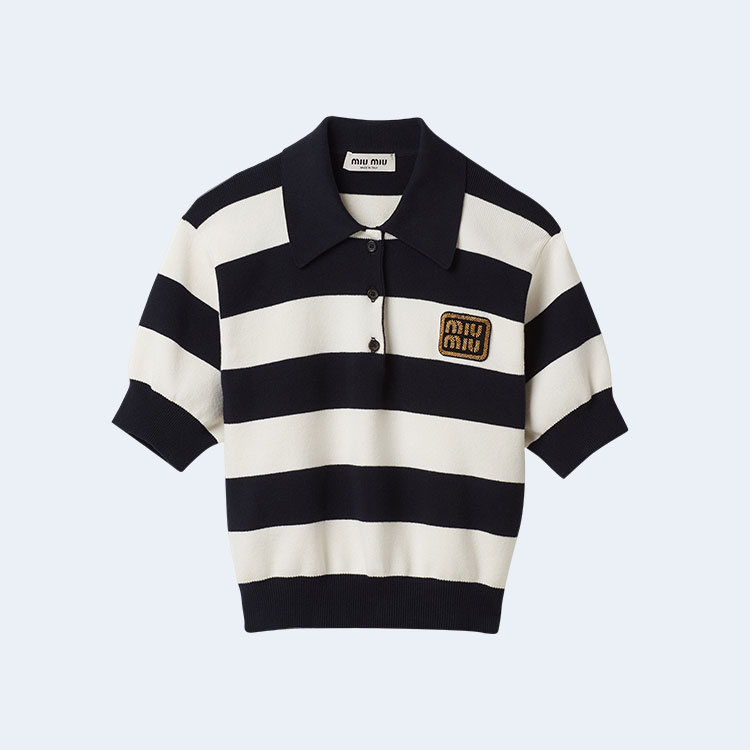 미우미우 골지 니트 폴로 셔츠