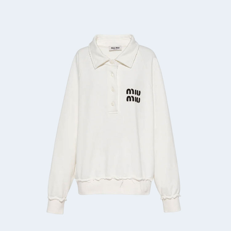 미우미우 코튼 폴로 스웨트셔츠 화이트