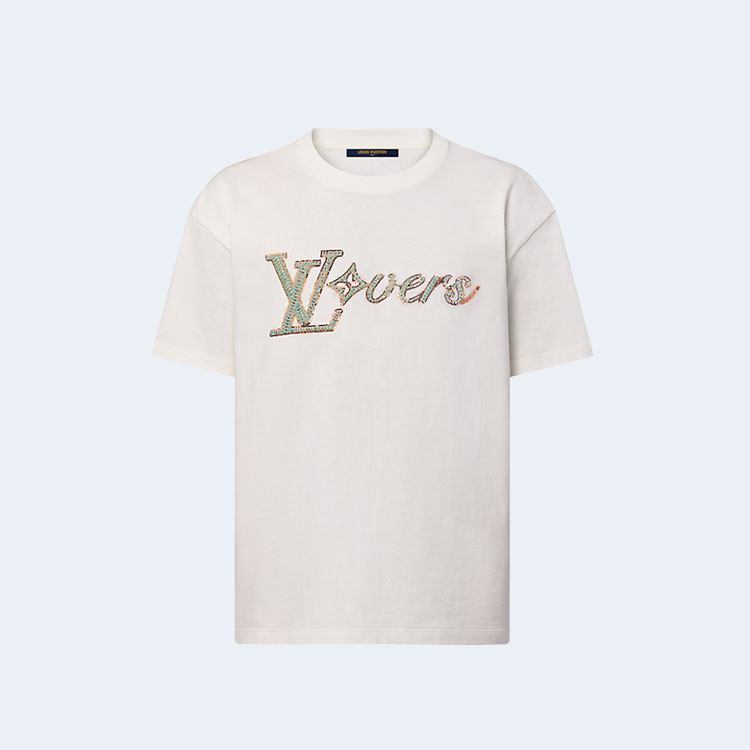 루이비통 자수 반팔 티셔츠 1AFR96