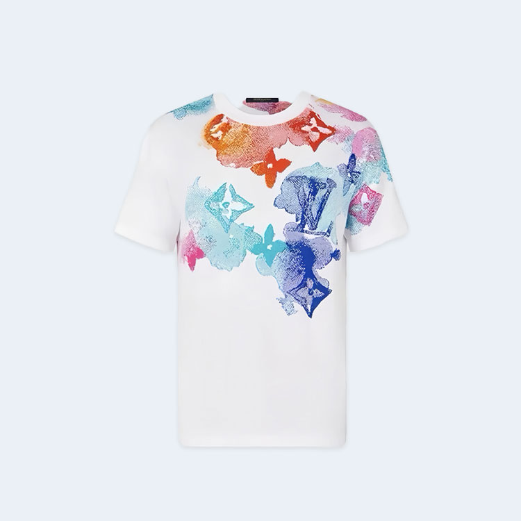 루이비통 프린티드 쇼트 슬리브드 코튼 티셔츠 1A8QWA