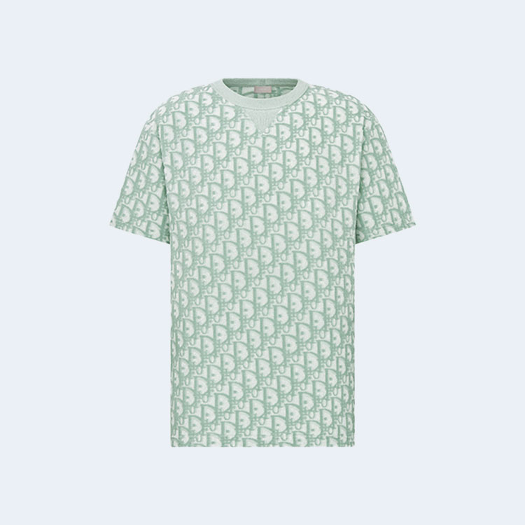 디올 오블리크 테리 코튼 저지 캐주얼 핏 티셔츠 그린