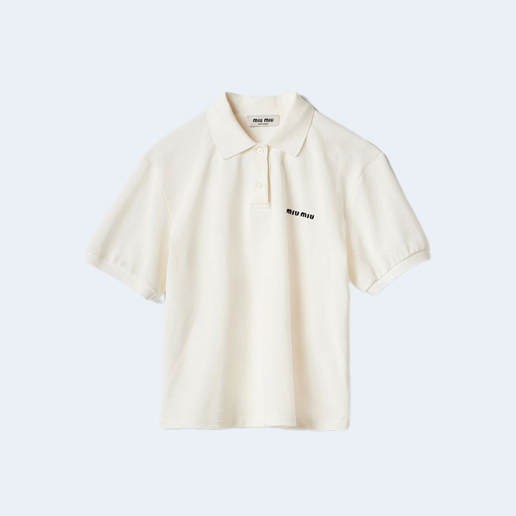 미우미우 코튼 피케 폴로 셔츠 화이트