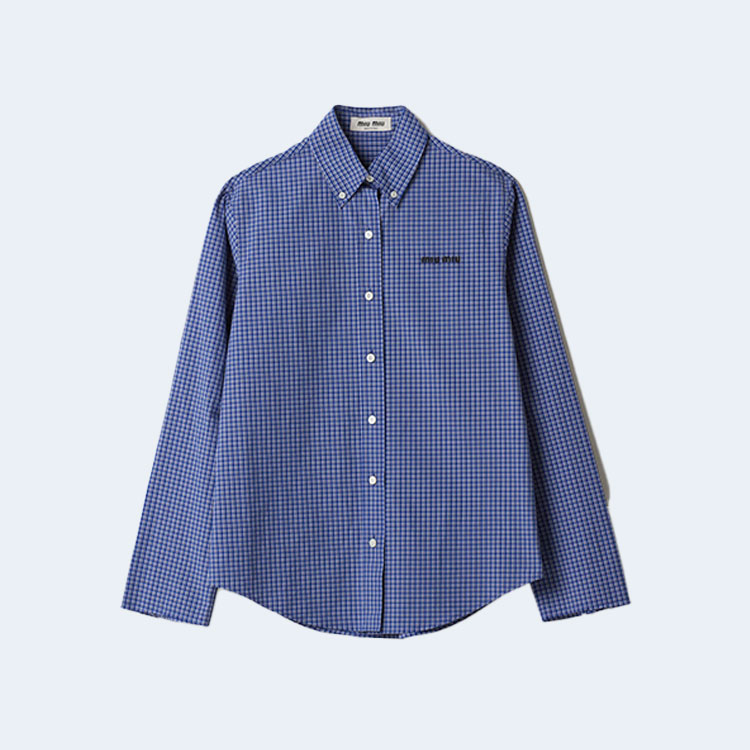 미우미우 체크 셔츠 사파이어 블루