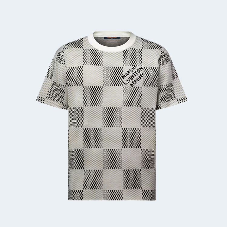 루이비통 다미에 자카드 반팔 크루넥 티셔츠