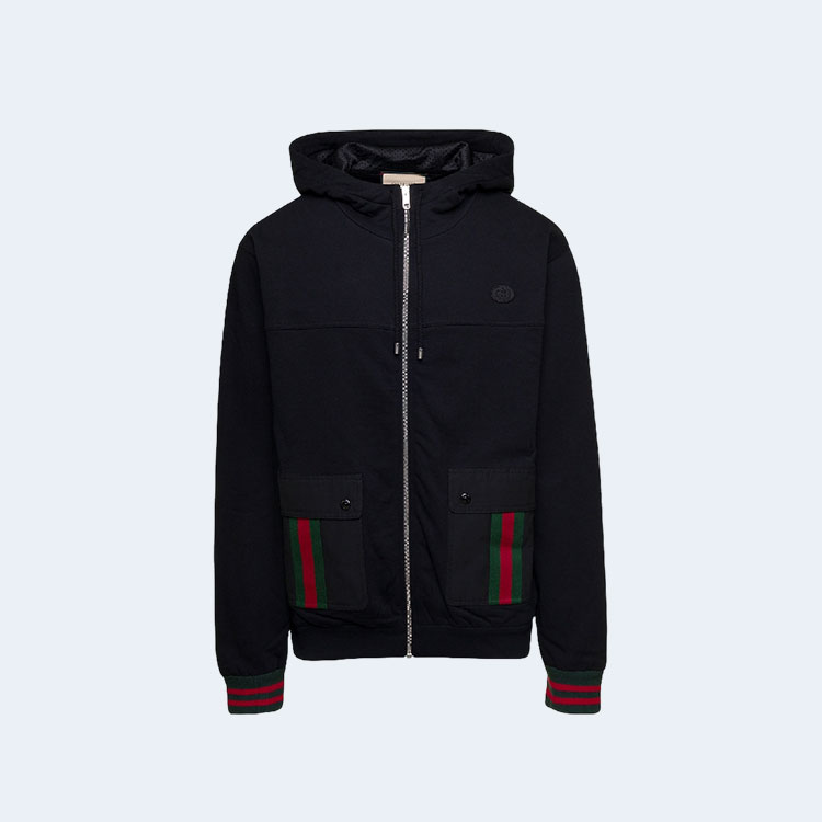 구찌 GG 웹 스트라이프 디테일 후드 자켓