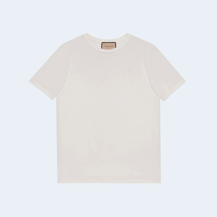 구찌 로고 자수 화이트 티셔츠