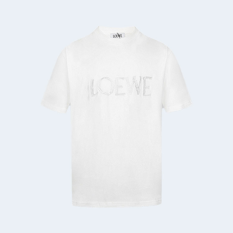 로에베 심플 로고 자수 티셔츠 화이트
