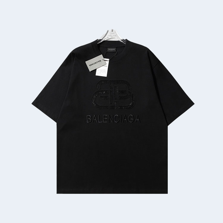 발렌시아가 BB 스팽글 로고 티셔츠 블랙