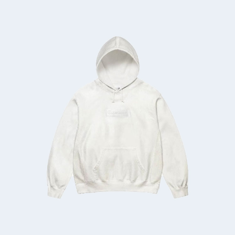 슈프림 x MM6 메종 마르지엘라 포일 박스 로고 후드 스웨트셔츠 화이트 24SS