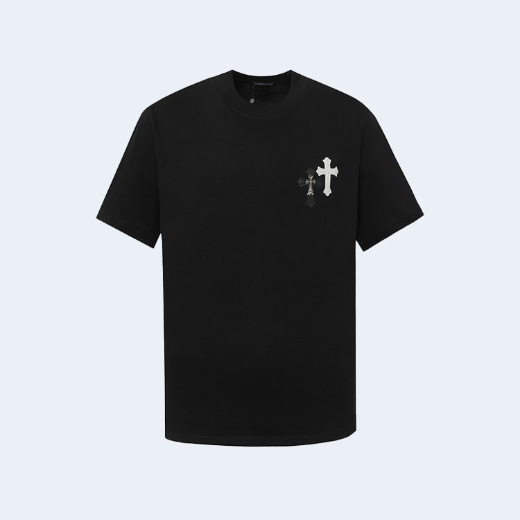 크롬하츠 크로스 슬러리 아플리케 티셔츠 블랙