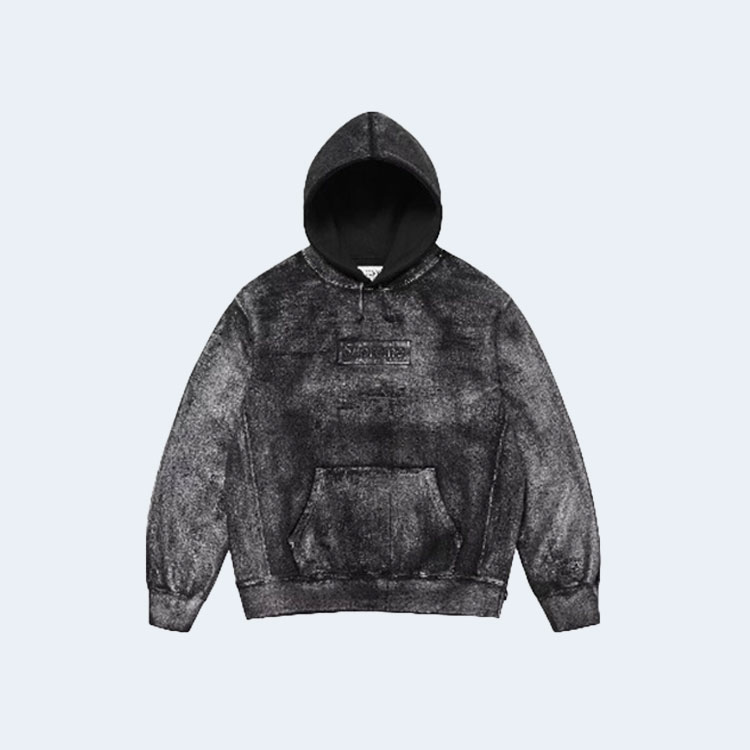 슈프림 x MM6 메종 마르지엘라 포일 박스 로고 후드 스웨트셔츠 블랙 24SS